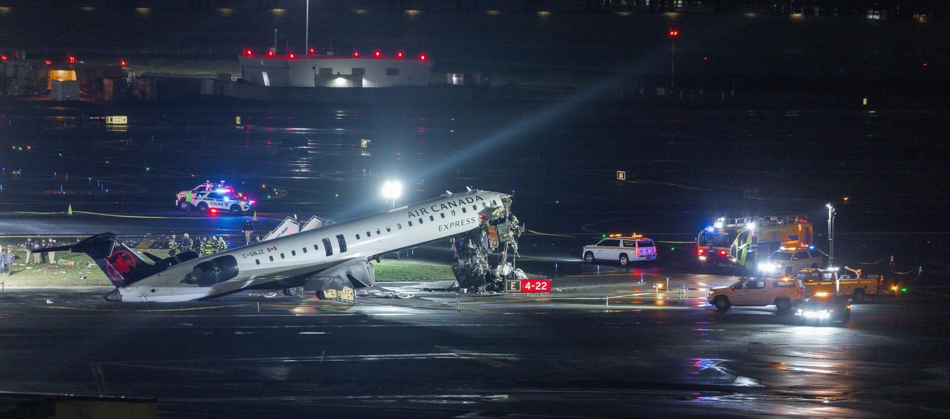Así terminó el avión de Air Canada.