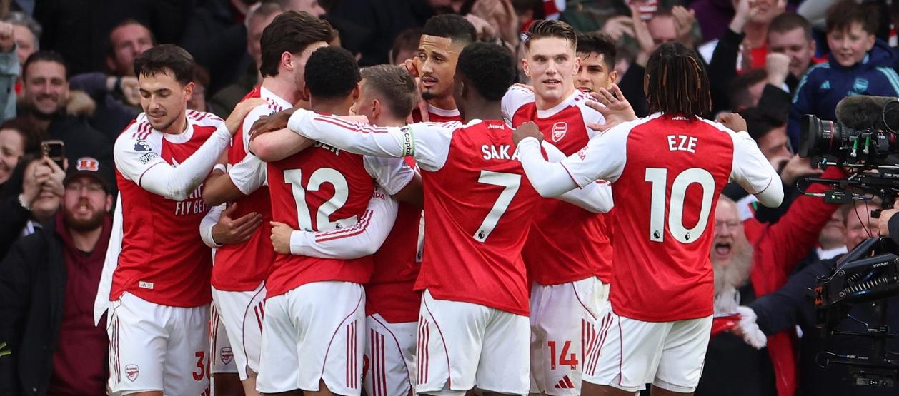 La celebración de los jugadores del Arsenal.