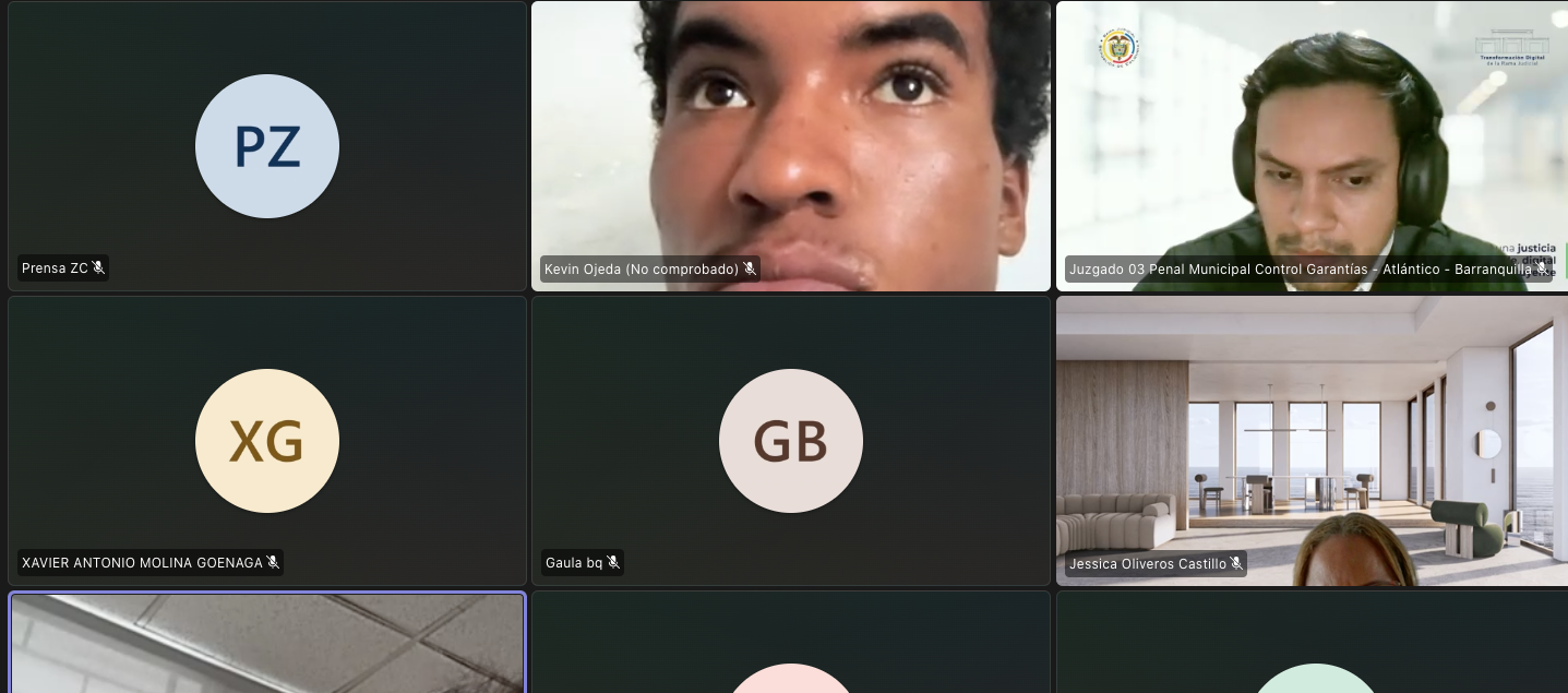 Kevin Evaristo Ojeda Cabrera durante la audiencia virtual de este lunes. 