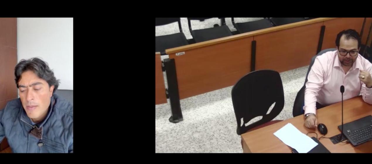 Nicolás Petro con su abogado Alejandro Carranza. 