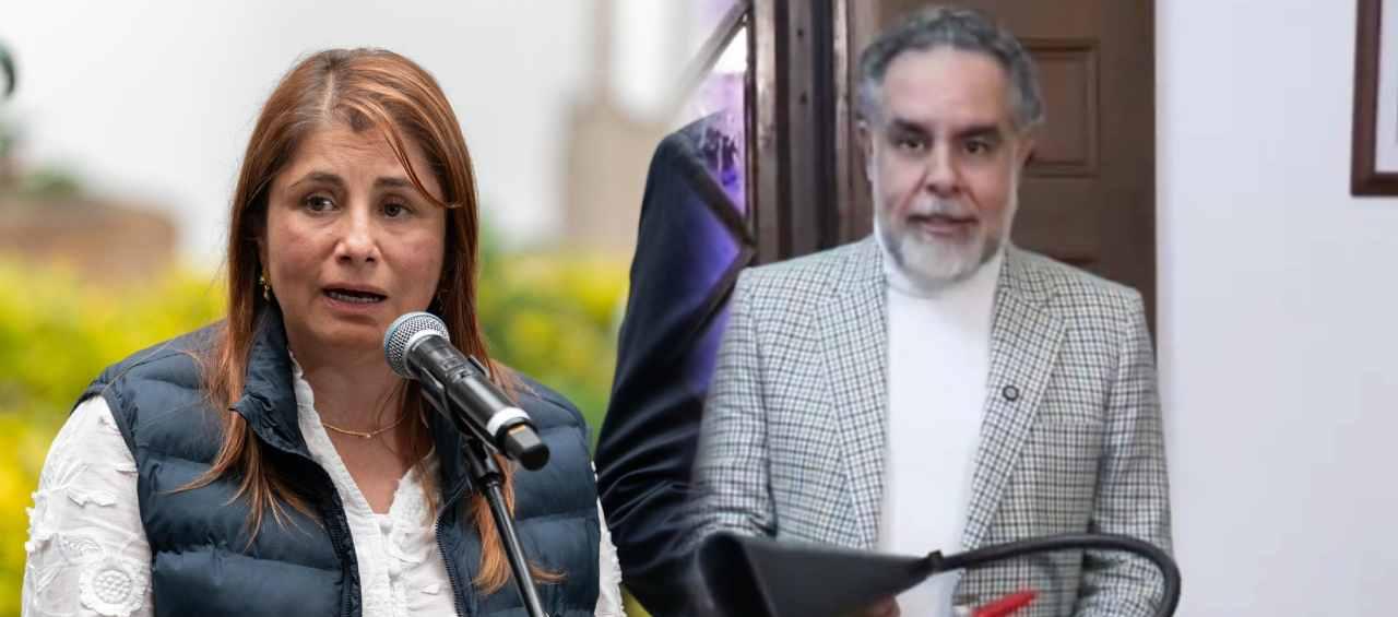 La defensora del Pueblo, Iris Marín Ortiz, y el ministro del Interior, Armando Benedetti.