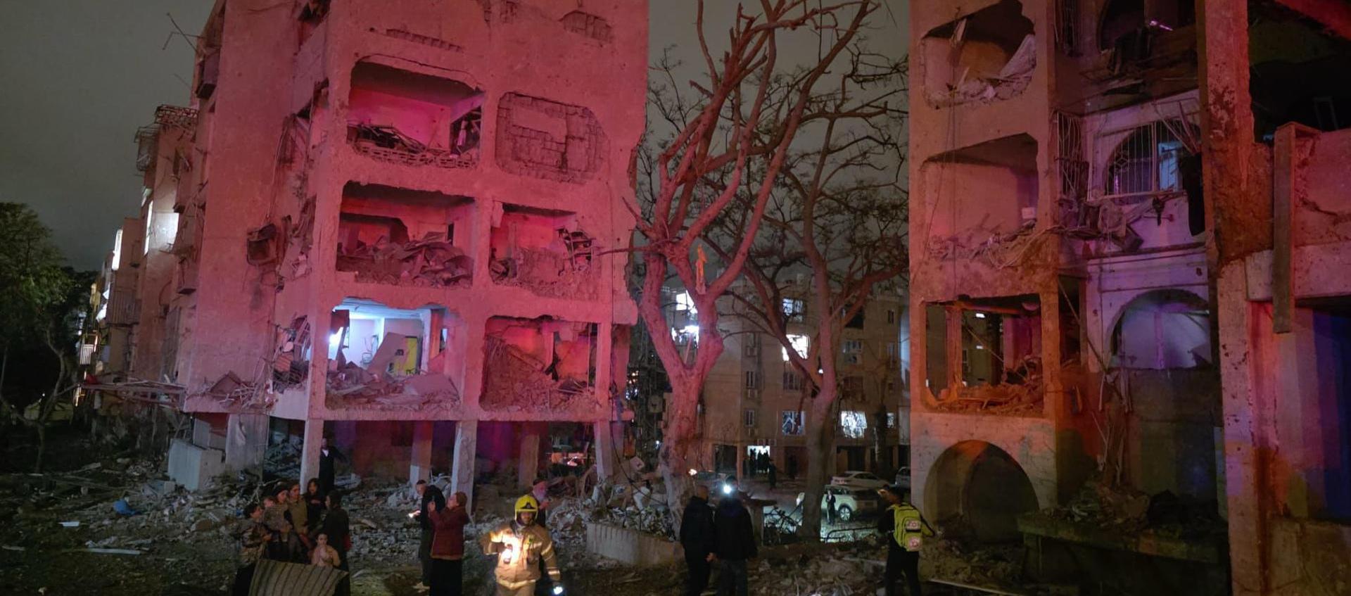 Zona donde impactó el misil iraní en Israel. 