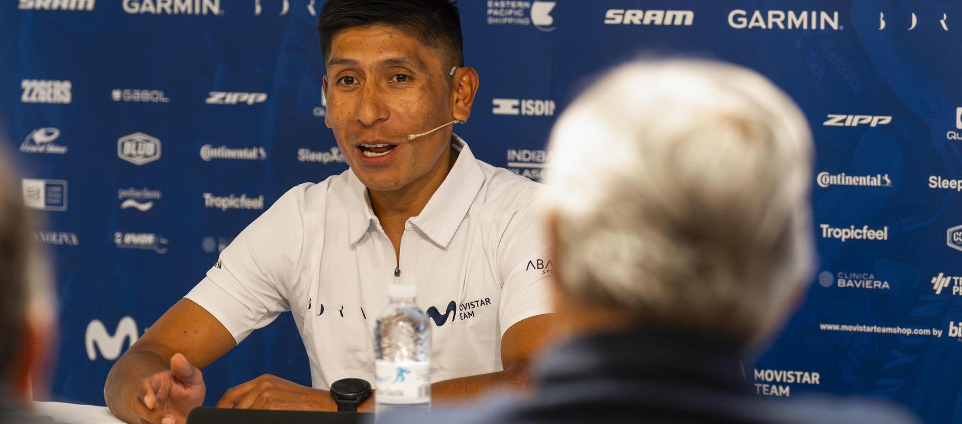 Nairo Quintana en la rueda de prensa que anuncia su retiro.
