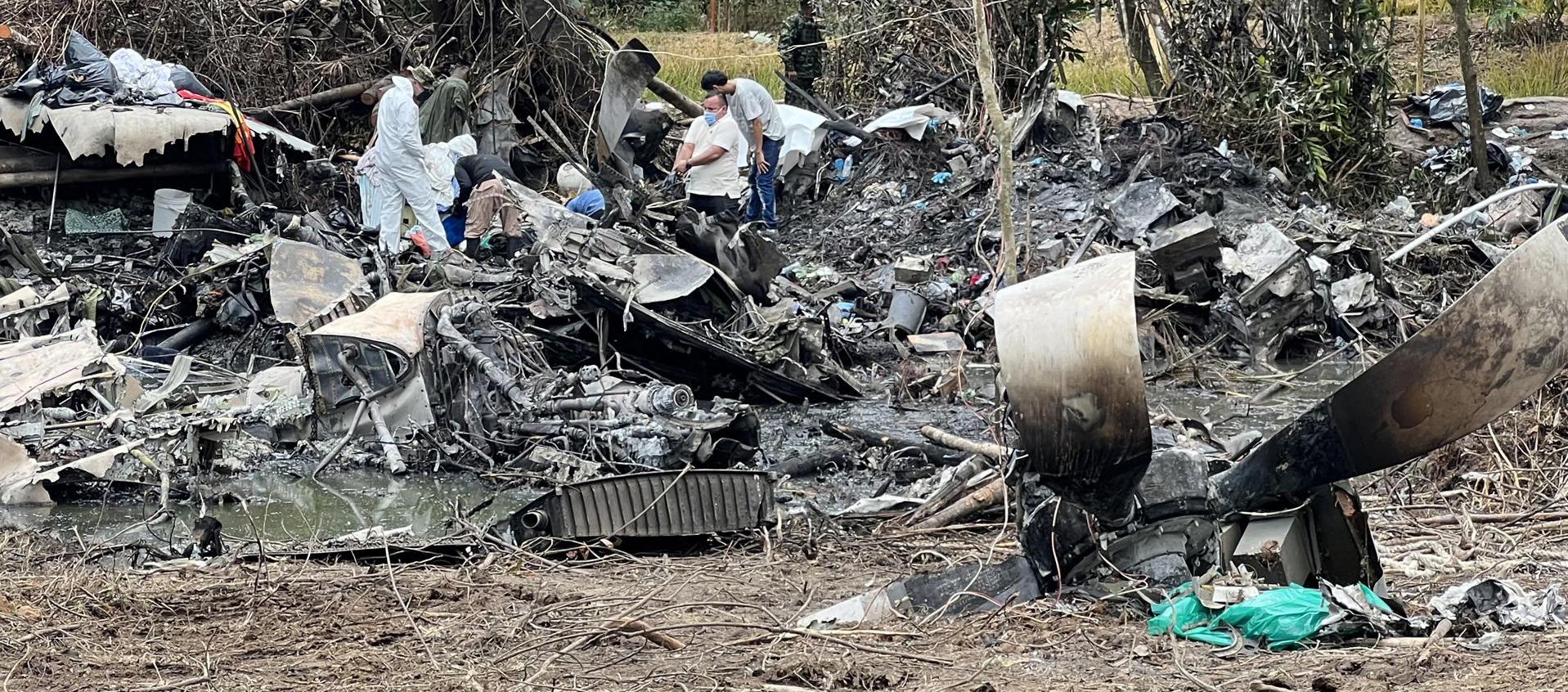 Área donde ocurrió el accidente de una aeronave de la Fuerza Aeroespacial Colombiana, en Puerto Leguízamo.