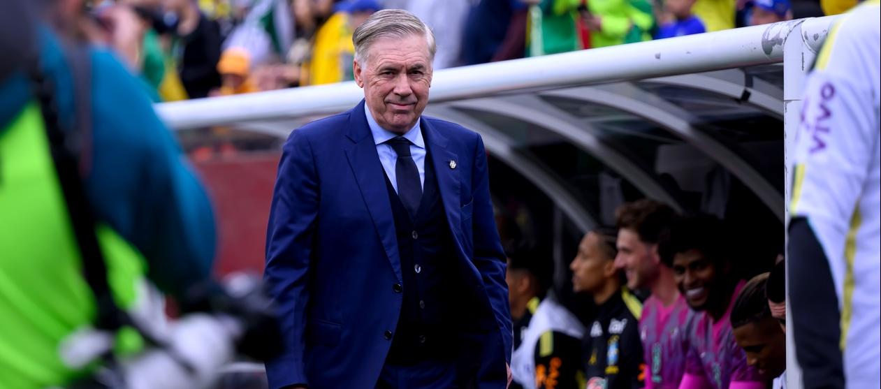Carlo Ancelotti, entrenador de la selección brasileña, en el partido contra Francia.