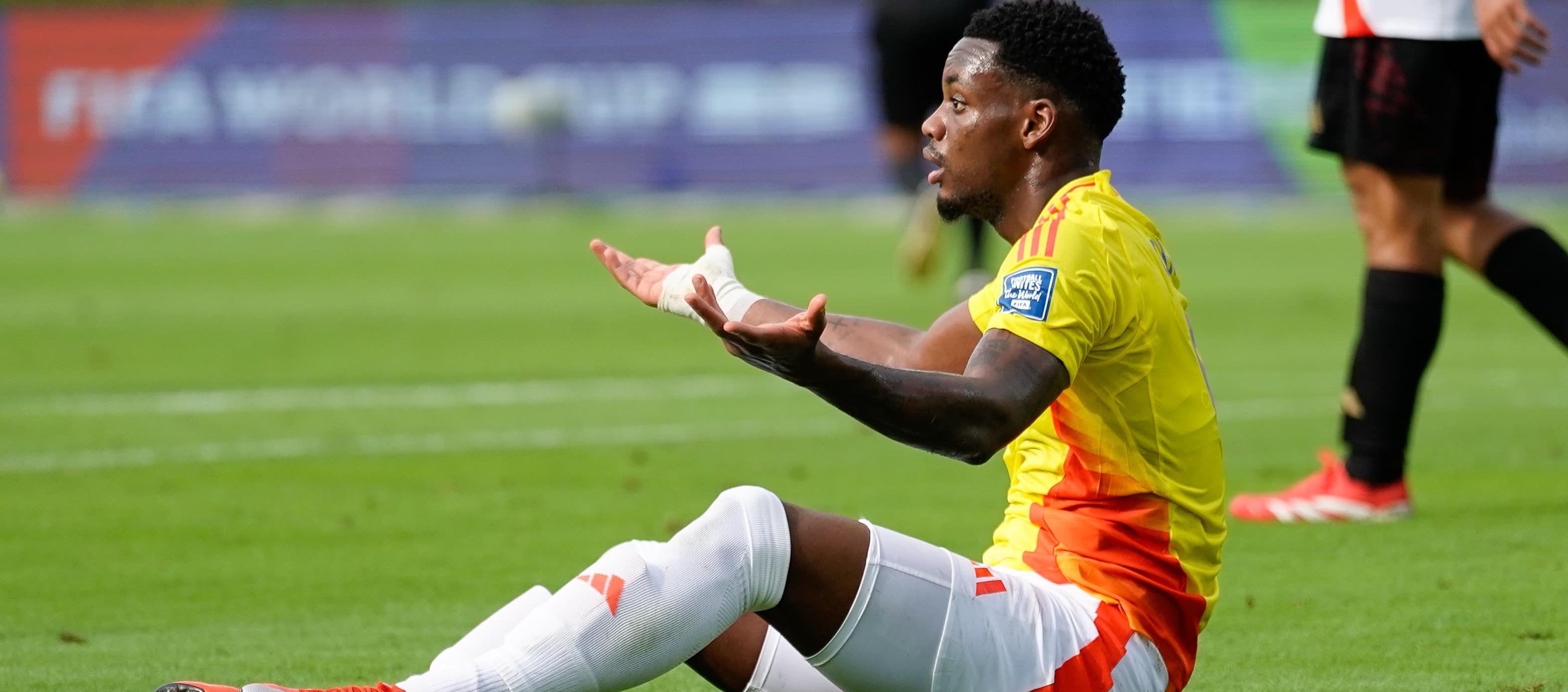 Jhon Jáder Durán en su último partido con la Selección Colombia, contra Perú.