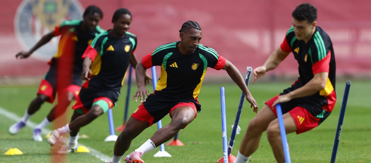 Jugadores de Jamaica durante un entrenamiento en Guadalajara.