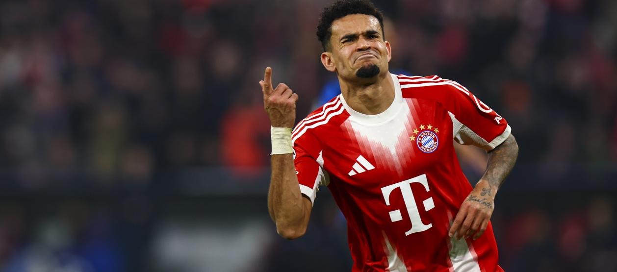 Luis Díaz celebra tras marcar su gol ante el Atalanta, cuarto del Bayern.