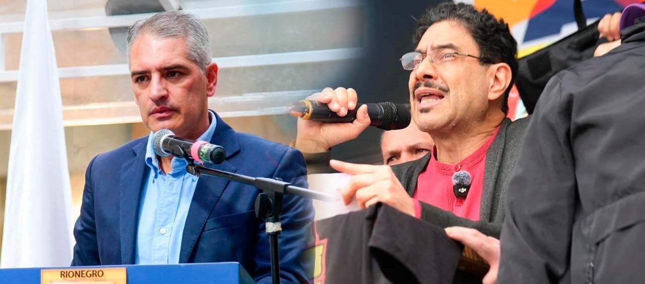 Gobernador de Antioquia, Andrés Julián Rendón, y el candidato presidencial Iván Cepeda. 