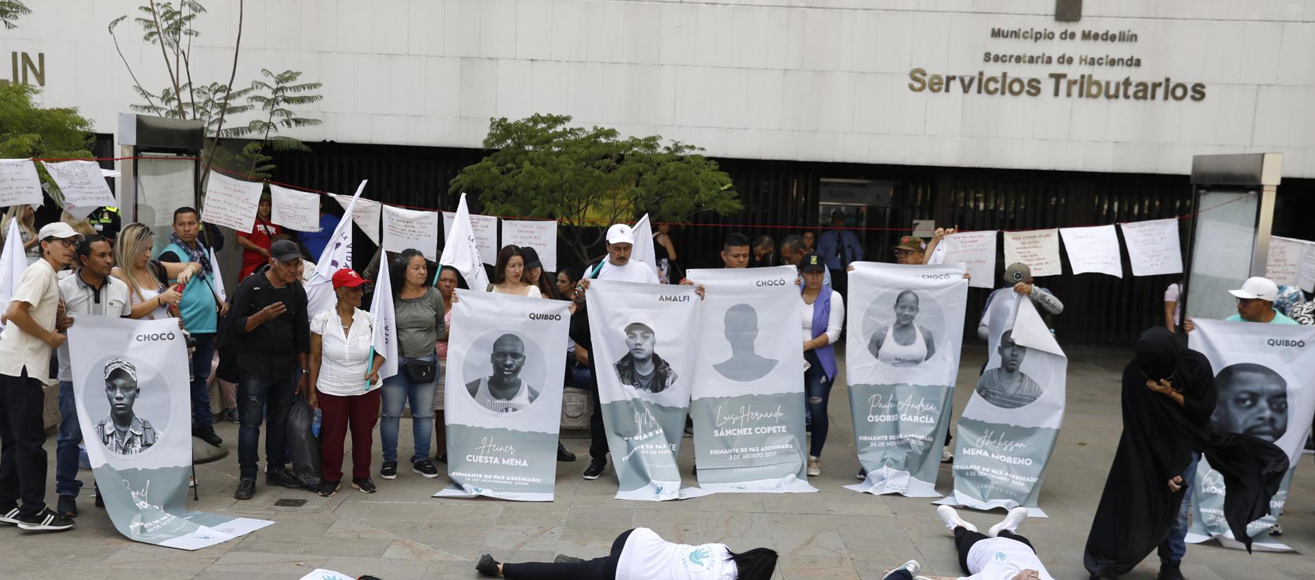 Protesta en contra de los asesinatos de líderes sociales.