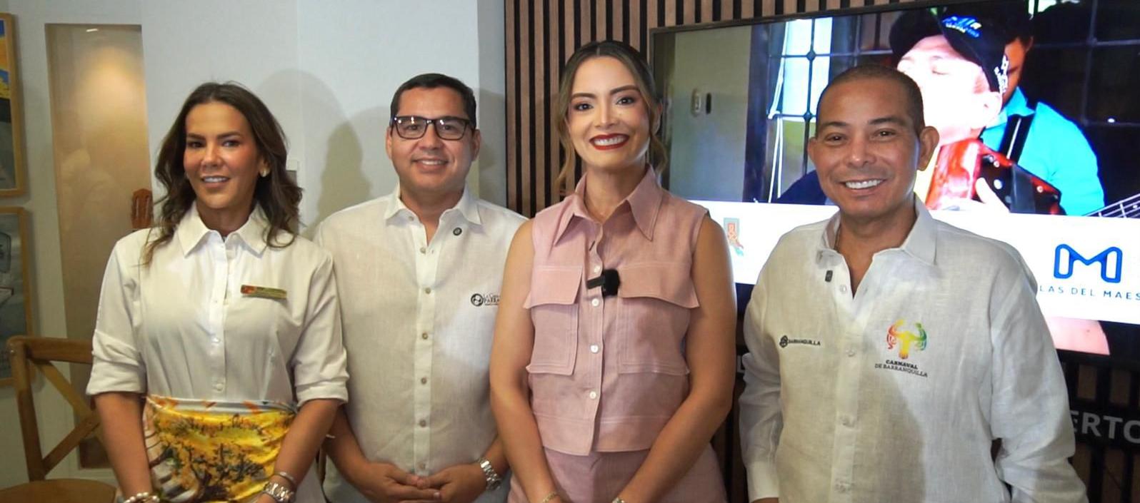 Diana Molina, Gerente del Fondo Bienestar; Fabián Dangond, Consultor de Economía Creativa; Julieth Pedraza, cofundadora de la Fundación Cocha Molina, y Juan Carlos Ospino, Director del Carnaval de Barranquilla.
