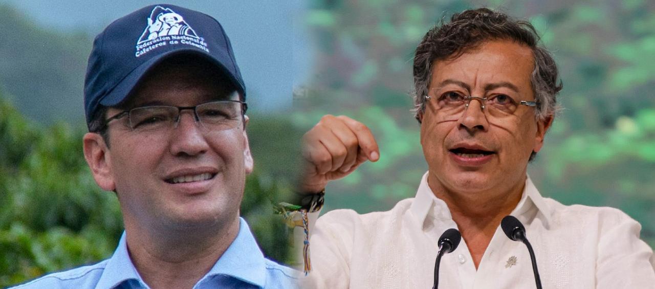Presidente de la Federación de Cafeteros, Germán Bahamón y el Presidente Gustavo Petro. 