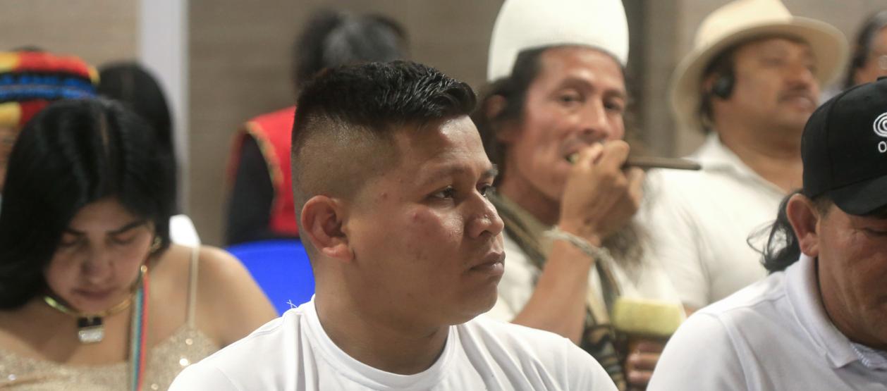 Indígenas participan en la conferencia la 'Ruta de los Pueblos Indígenas por la Transición más allá de los Combustibles Fósiles'.