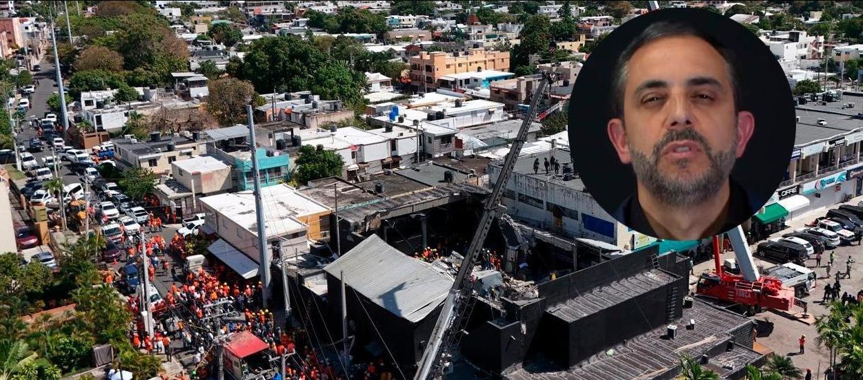 Techo caído en Discoteca Jet Set y el dueño Antonio Espaillat. 