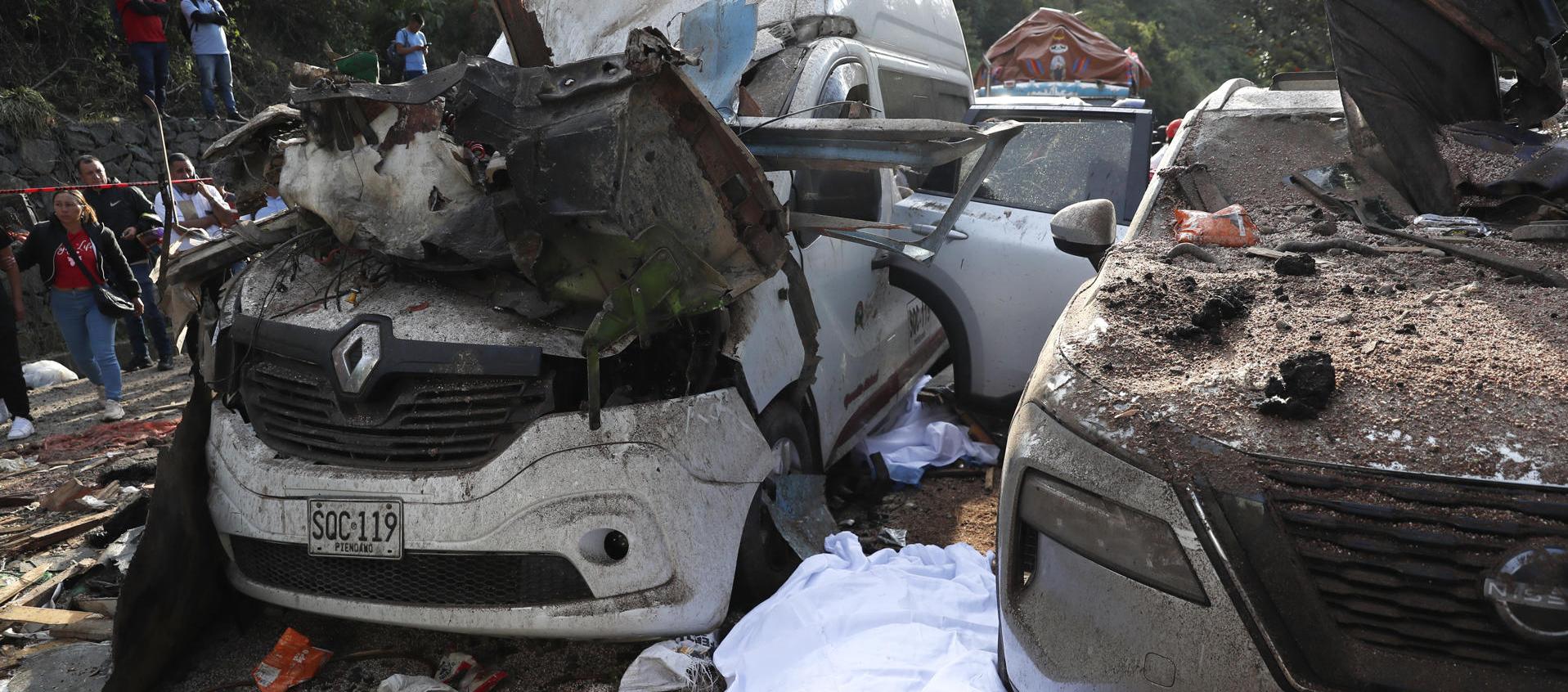 Lugar del atentado en la vía Panamericana este sábado.