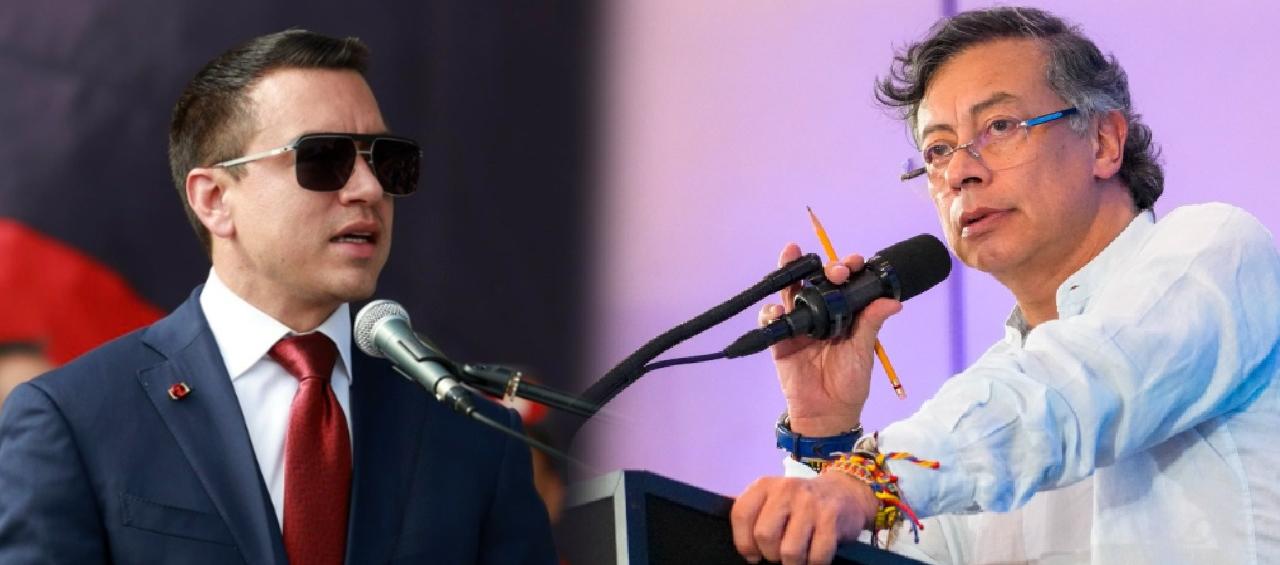 Daniel Noboa y Gustavo Petro, presidentes de Ecuador y Colombia, respectivamente. 