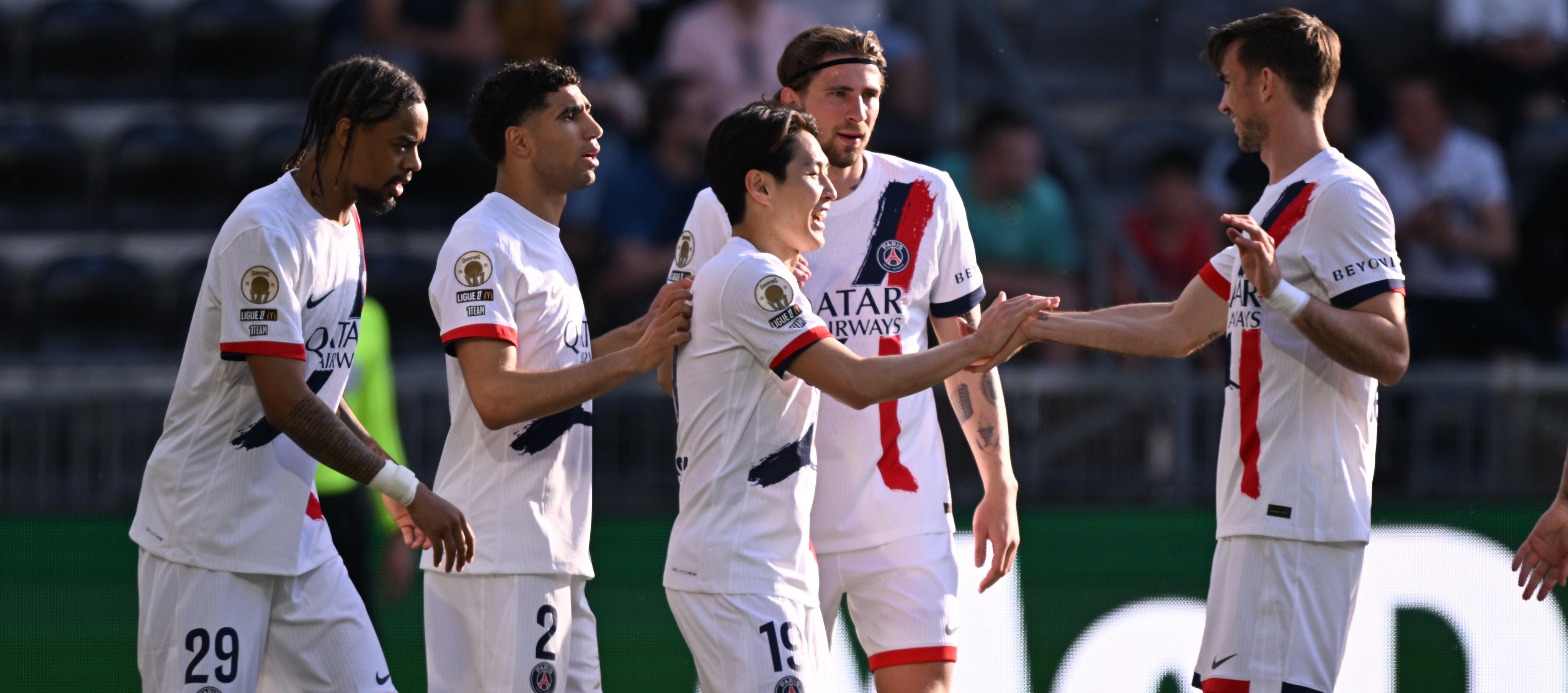 La celebración de los jugadores del PSG.