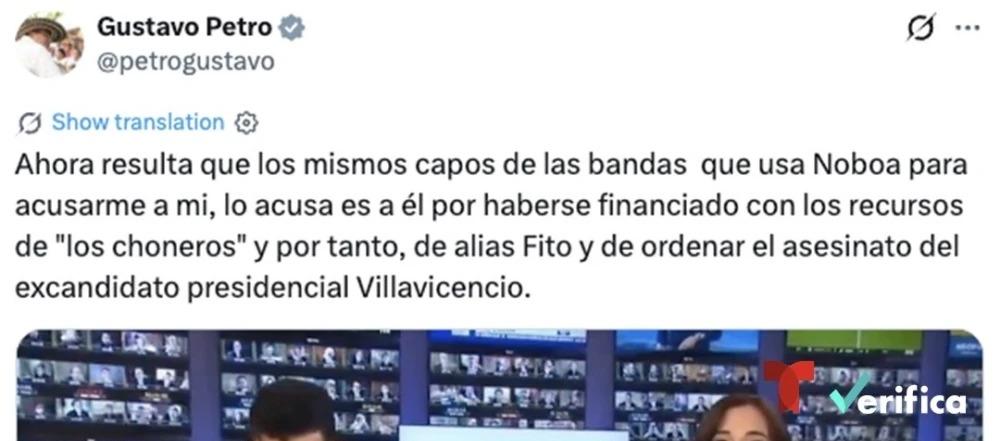 Imagen de la publicación de Petro.