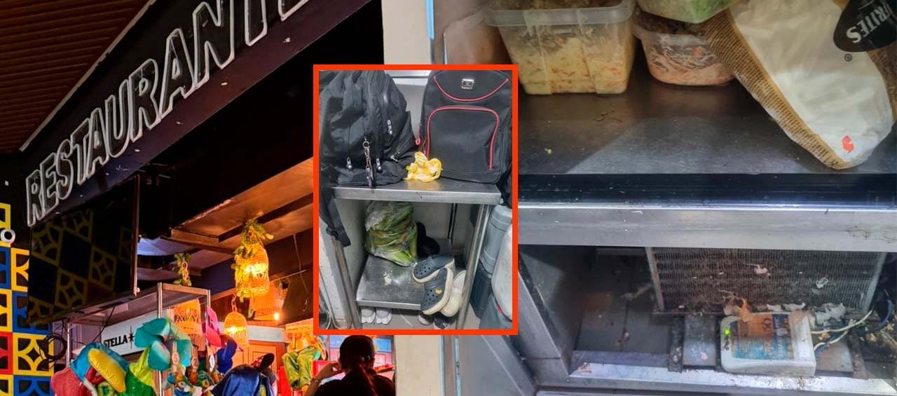 Restaurante cerrado y las zonas de almacenamiento de alimentos.