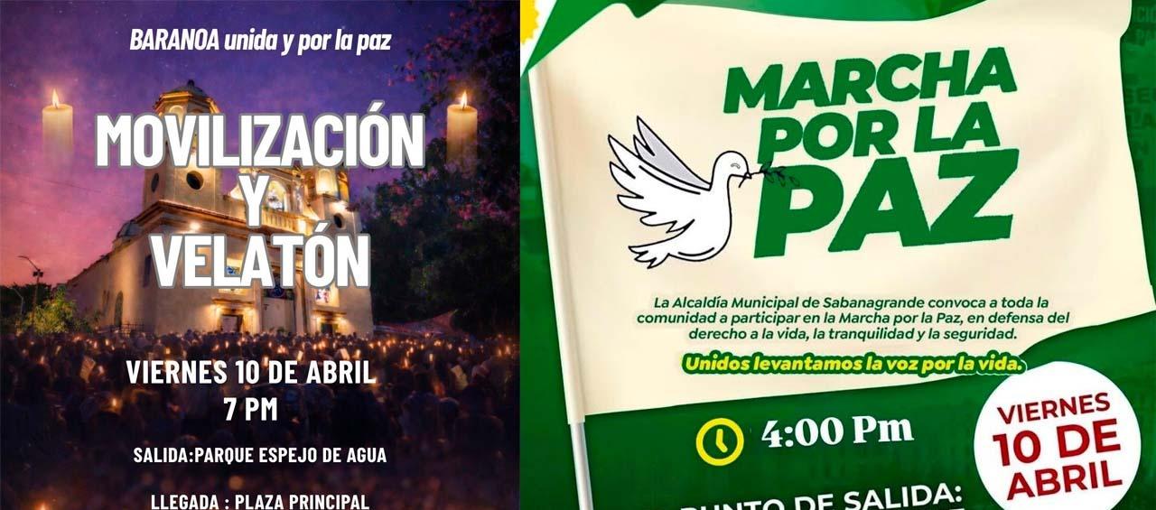 Velatón en Baranoa y Sabanagrande.