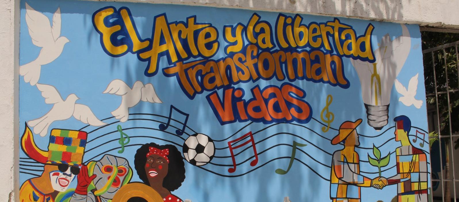 El mural realizado por personas privadas de la libertad.