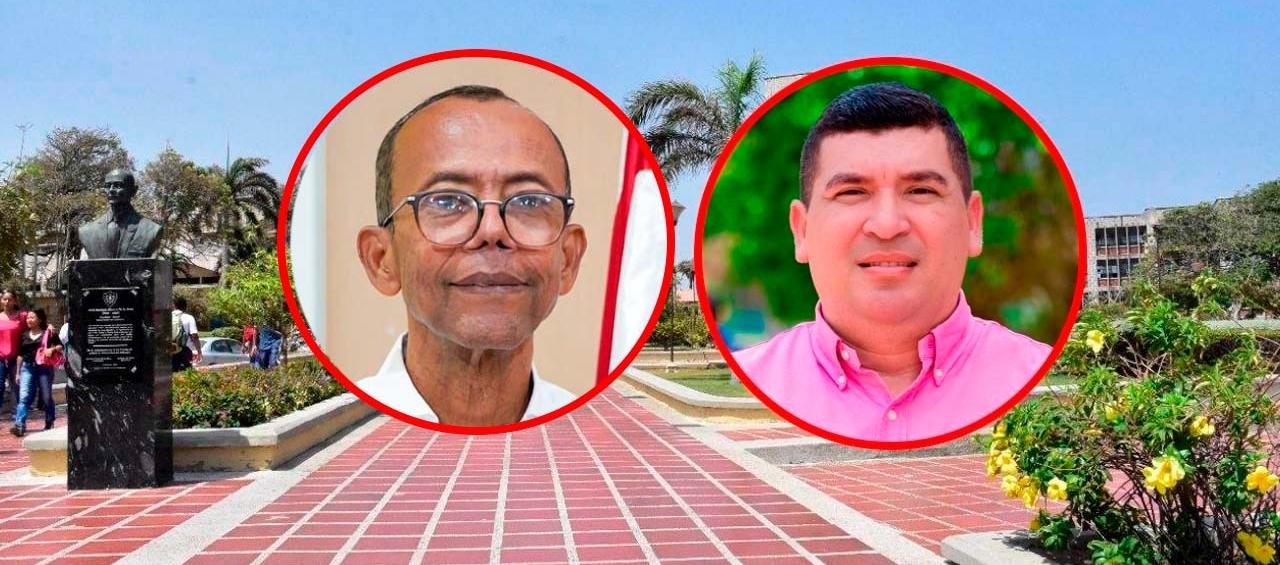 Rafael Castillo, rector de la Uniatlántico, y Salomón Mejía, exjefe de Talento Humano.