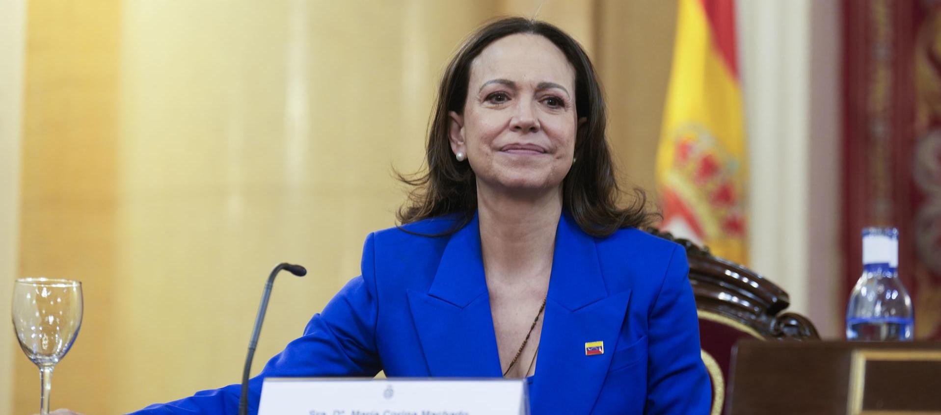 María Corina Machado, líder opositora en Venezuela. 