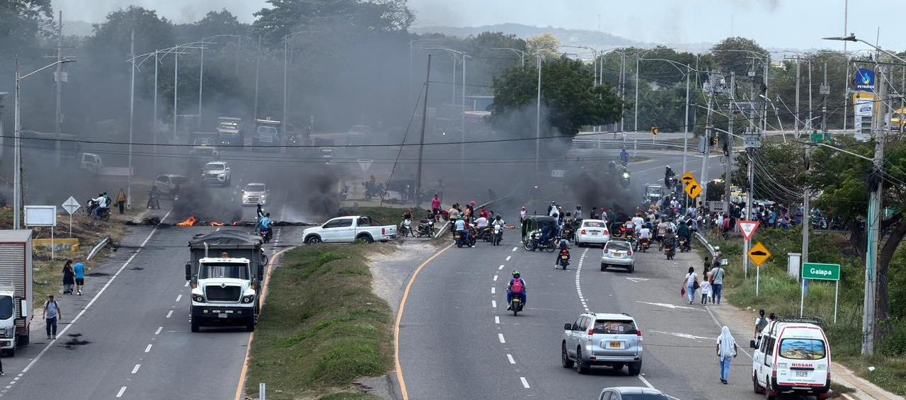 Lugar del bloqueo en la Cordialidad, en Galapa. 