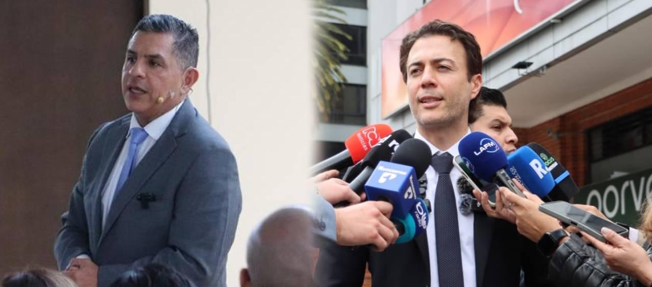 El agente interventor de la Nueva EPS, Jorge Iván Ospina, y el Supersalud, Daniel Quintero.