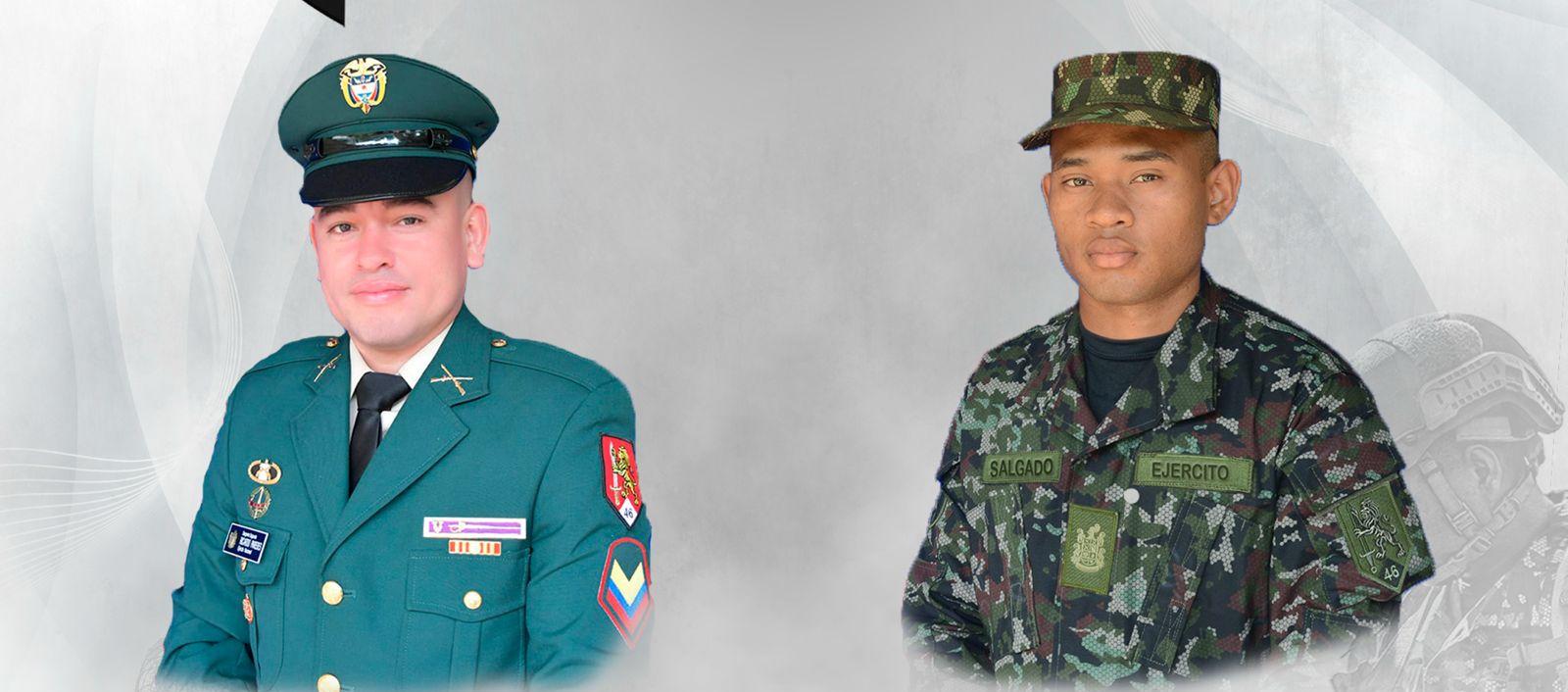 El sargento segundo Ricardo Paredes y el soldado Daniel Andrés Salgado García.