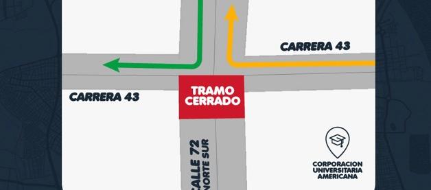 Esquema de señalización y desvío por la medida. 