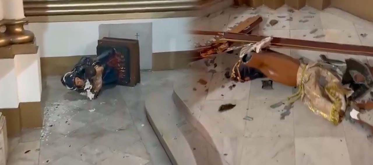 Las figuras religiosas destruidas. 