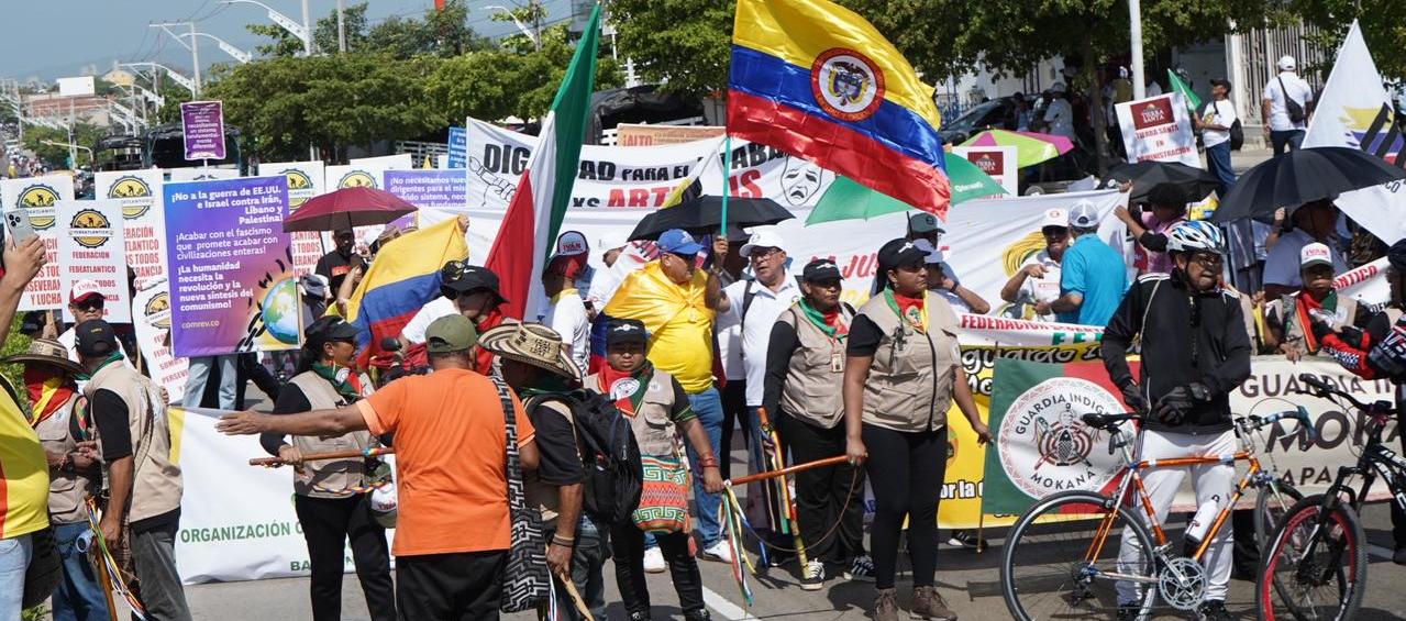 Marcha por el Día del Trabajo en Barranquilla.