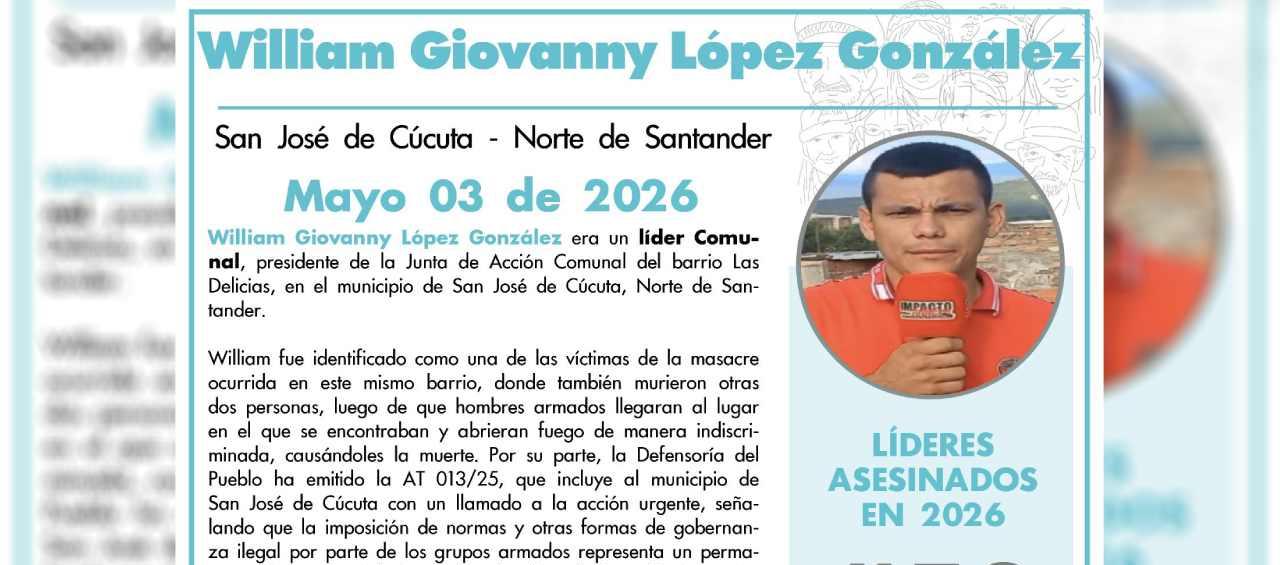William Giovanny López González, una de las víctimas.