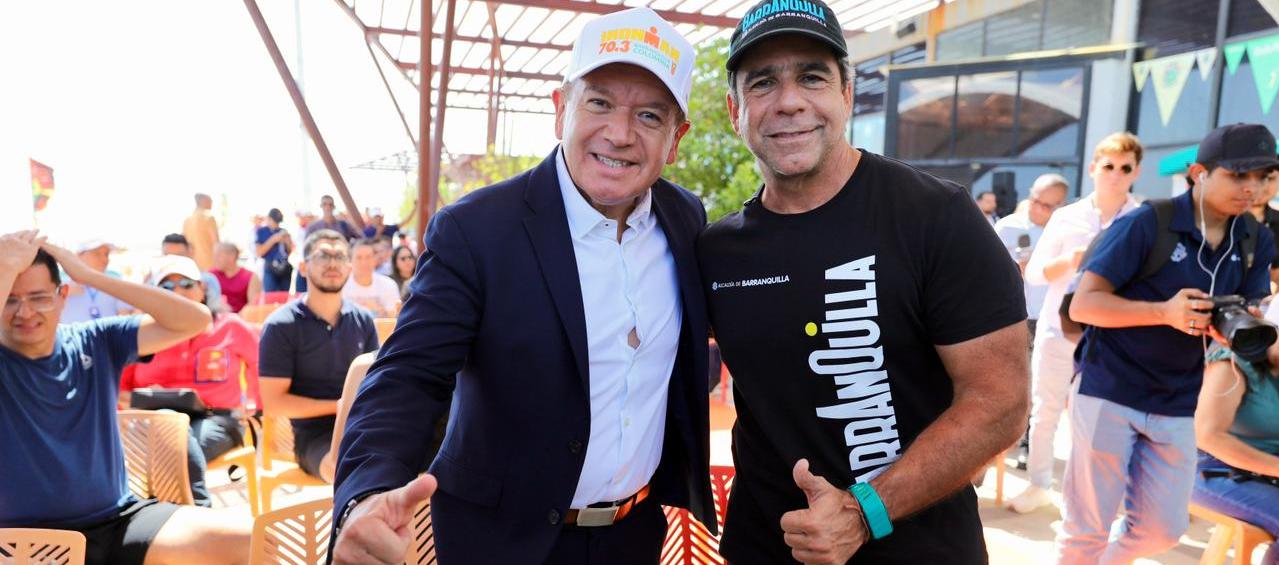 El alcalde Alejandro Char con Wilber Anderson, CEO de SBR Sports, organizadora del Ironman 70.3.