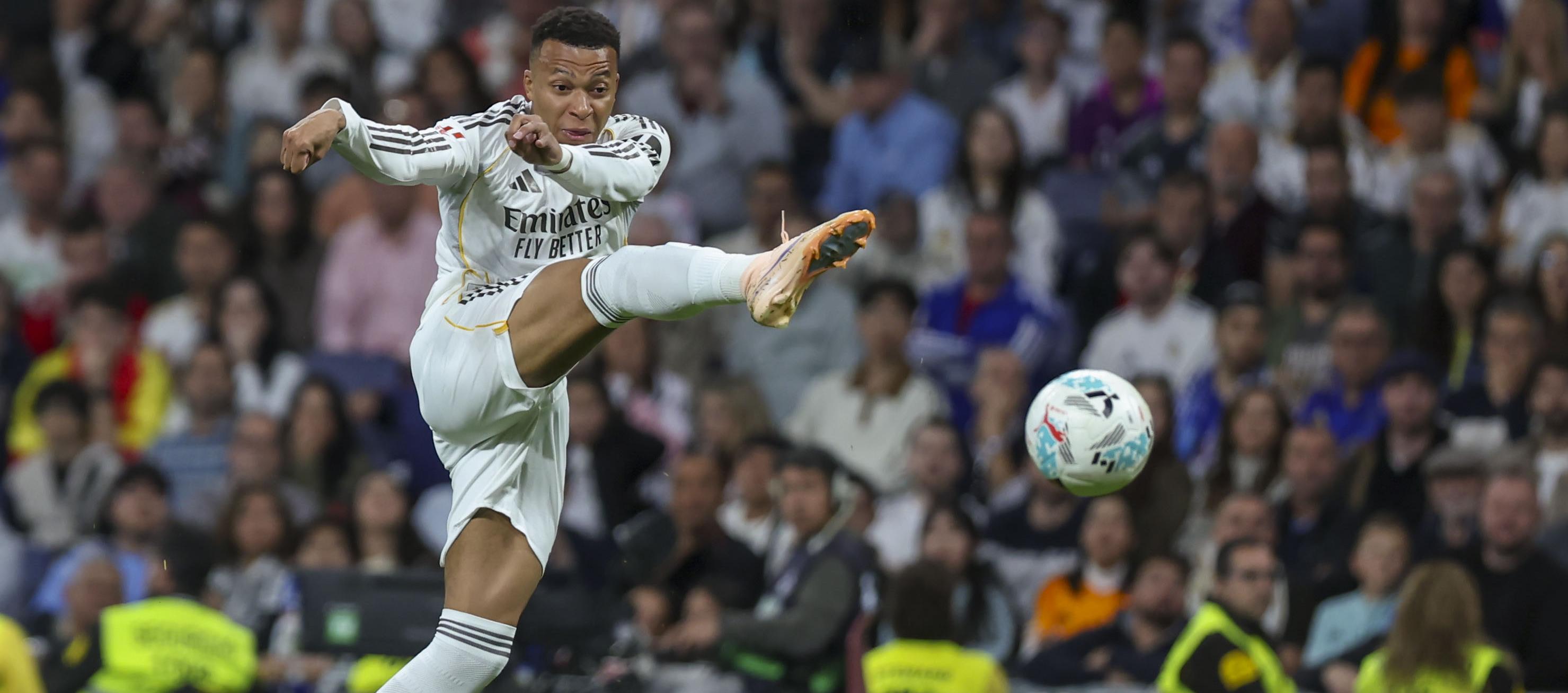 El francés Kylian Mbappé durante el partido del Real Madrid contra el Oviedo.