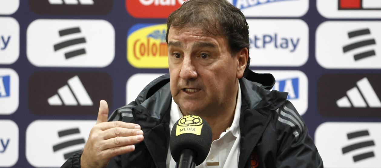 Néstor Lorenzo, técnico de la Selección Colombia, en rueda de prensa este jueves.