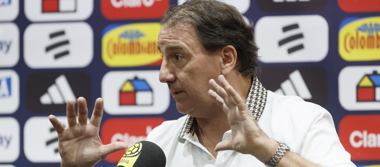 Néstor Lorenzo, técnico de la Selección Colombia, en rueda de prensa este martes. 