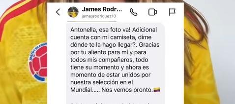 Antonella y el mensaje de James Rodríguez.