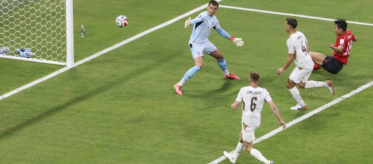 Momento del gol del triunfo de Corea del Sur.