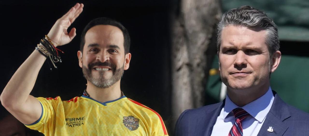 El Presidente electo Abelardo De La Espriella y el secretario de Guerra de Estados Unidos, Pete Hegseth.
