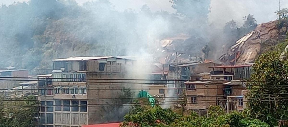 Lugar donde se presentó la explosión en el municipio de La Unión. 