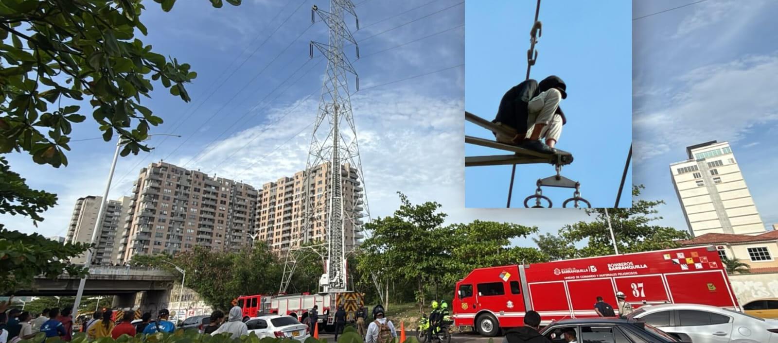 Lugar en donde se encuentra el hombre en lo alto de la torre de energía