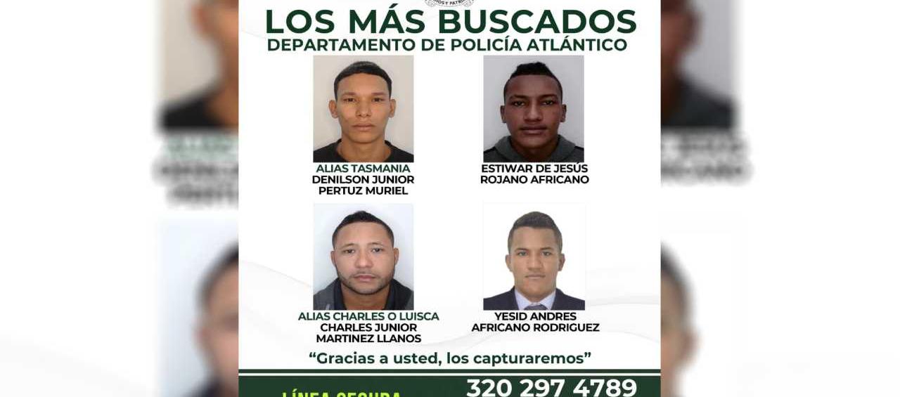 Cartel de más buscados en Atlántico.