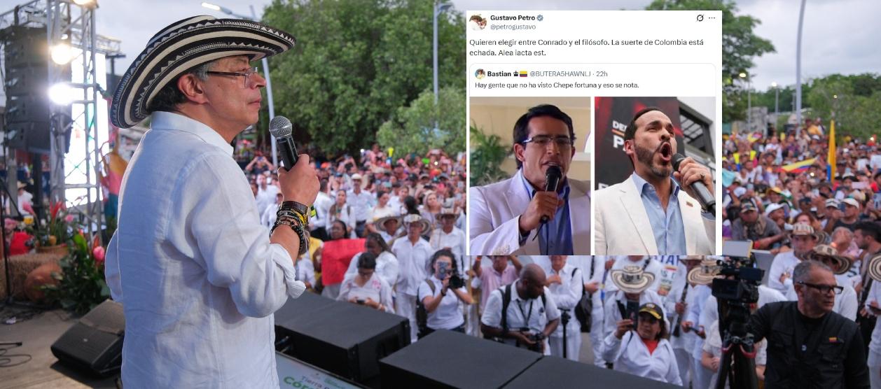 El Presidente Gustavo Petro y el trino que publicó.