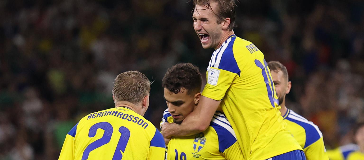 La celebración de los jugadores de Suecia.