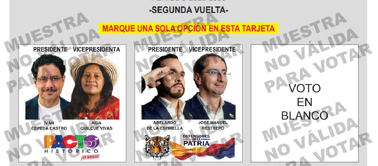 Tarjetón para la segunda vuelta.