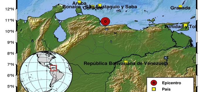 Epicentro del temblor en Venezuela. 