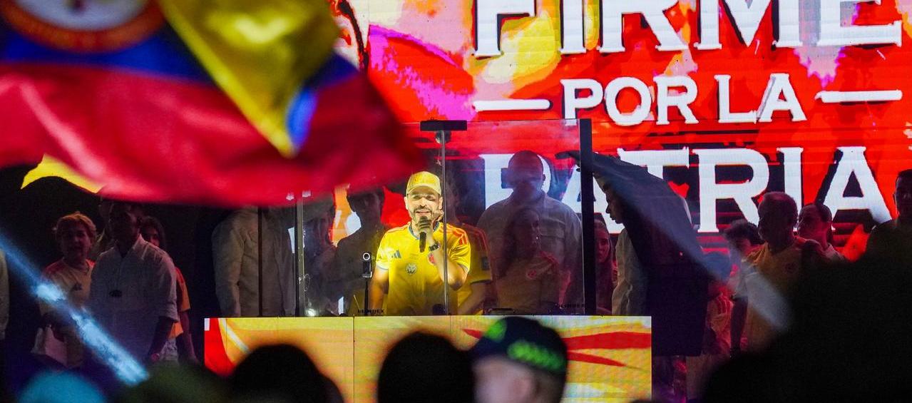El candidato Abelardo De La Espriella en la celebración de su victoria en primera vuelta.