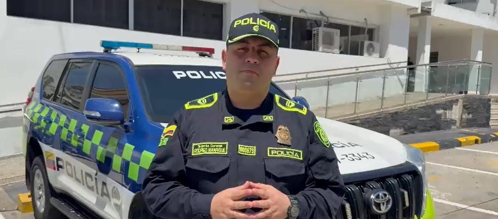 Teniente Coronel Rodrigo Manrique, comandante operativo de la Policía Metropolitana de Barranquilla.